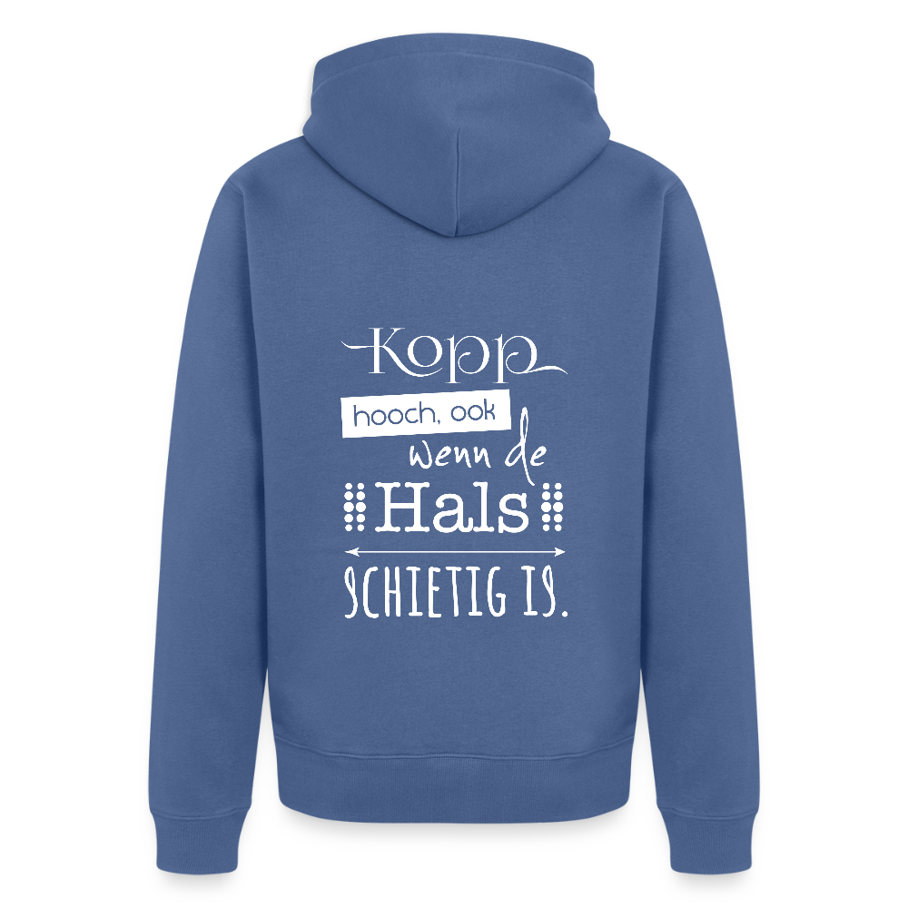 Herren Premium Kapuzenjacke - Kopp hooch (weiss) - Taubenblau
