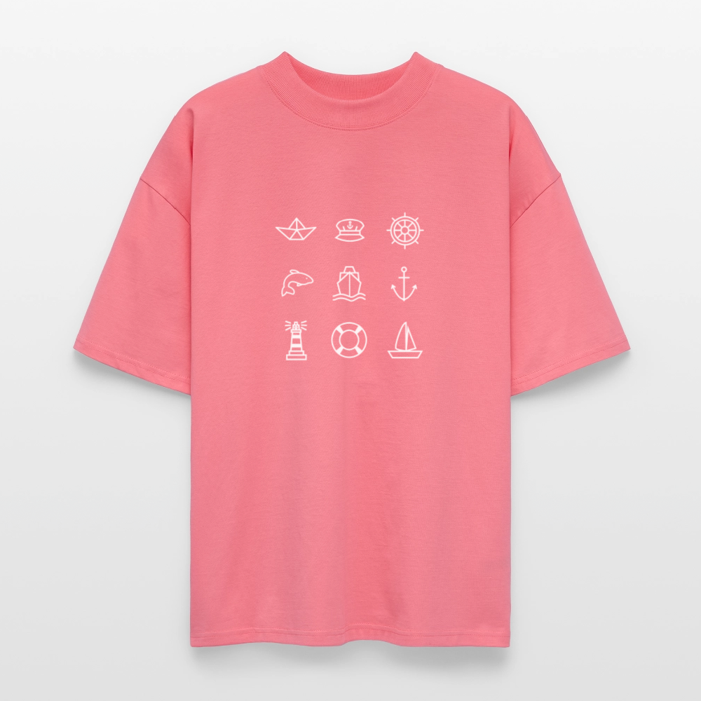 Unisex Oversize Bio-T-Shirt - Nautik Doodles (weiss) - Pink