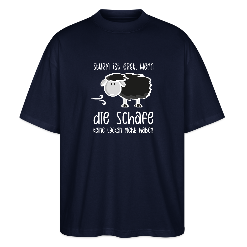 Unisex Oversize Bio-T-Shirt - Schaf (weiss) - Navy