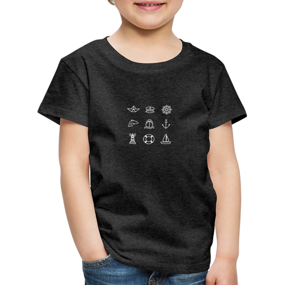 Kinder Premium T-Shirt - Nautik Doodles (weiss) - Anthrazit