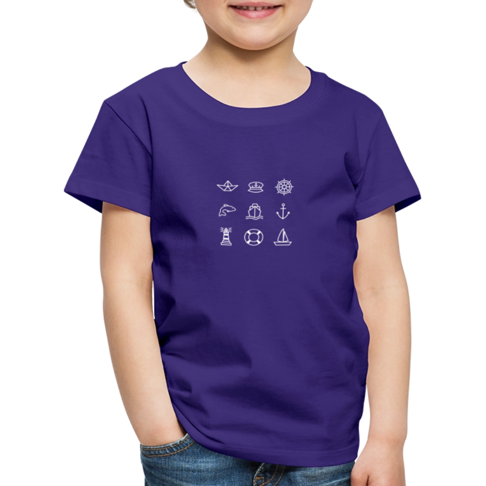 Kinder Premium T-Shirt - Nautik Doodles (weiss) - Lila