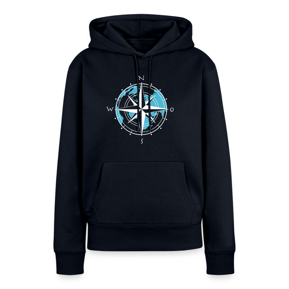 Damen Premium Hoodie - Kompass (weiss) - Navy