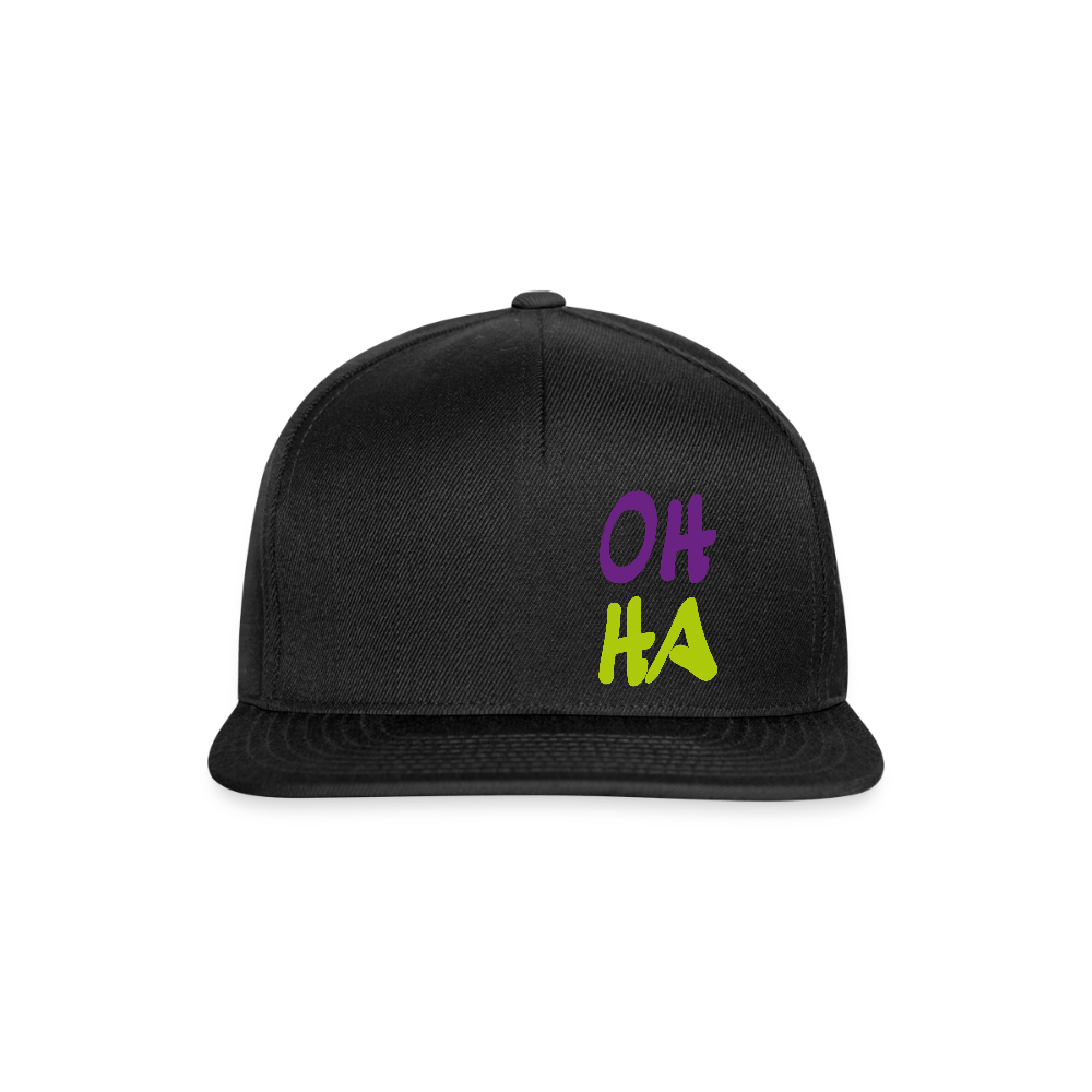 Snapback Cap - Oh ha - Schwarz/Schwarz