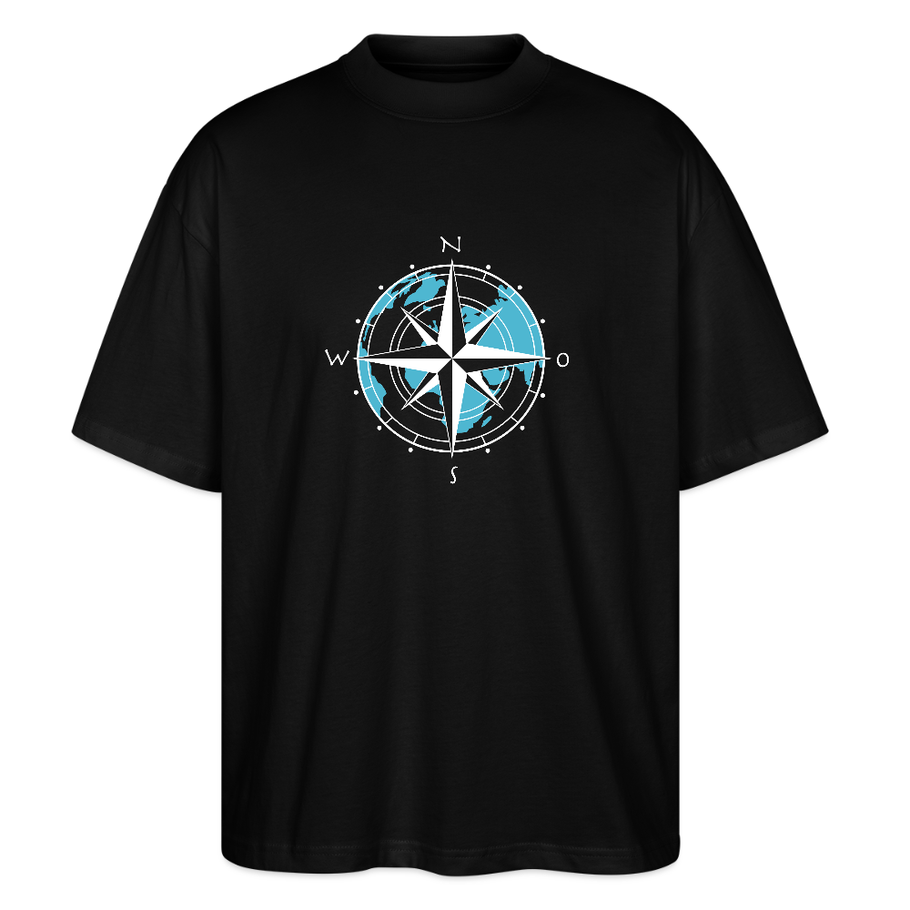Unisex Oversize Bio-T-Shirt - Kompass (weiss) - Schwarz