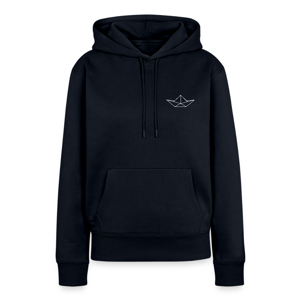 Damen Premium Hoodie - Origami Boot (weiss) - Navy