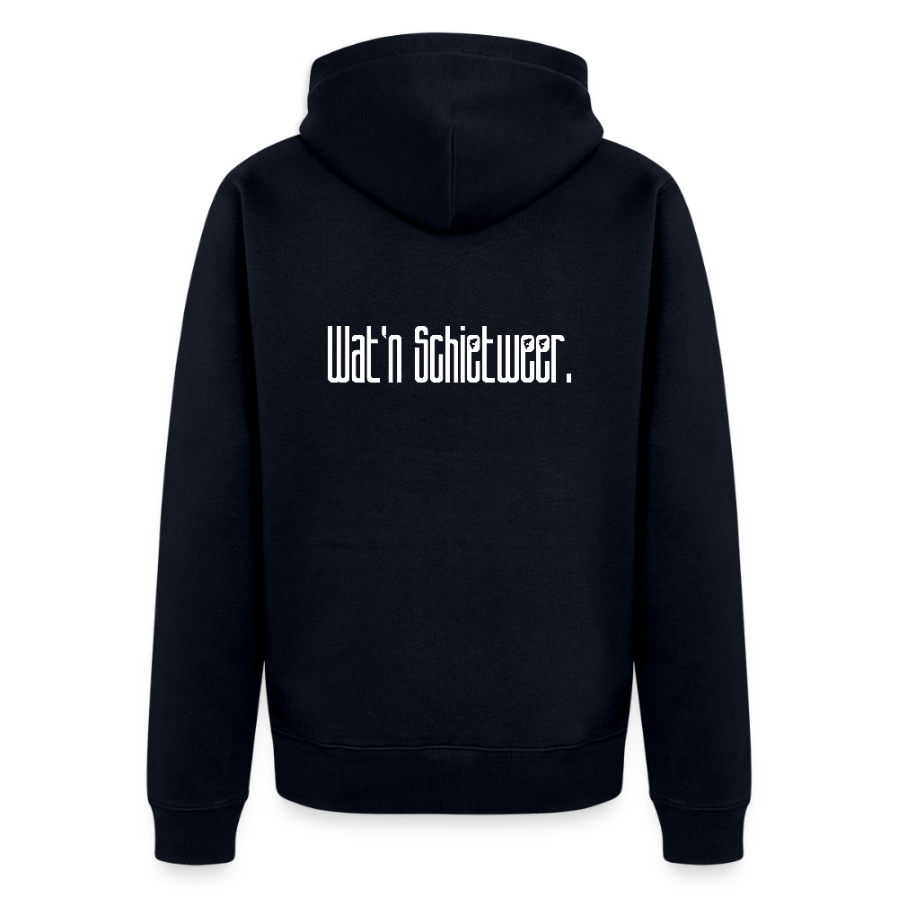 Herren Premium Kapuzenjacke - wat'n Schietweer (weiss) - Navy