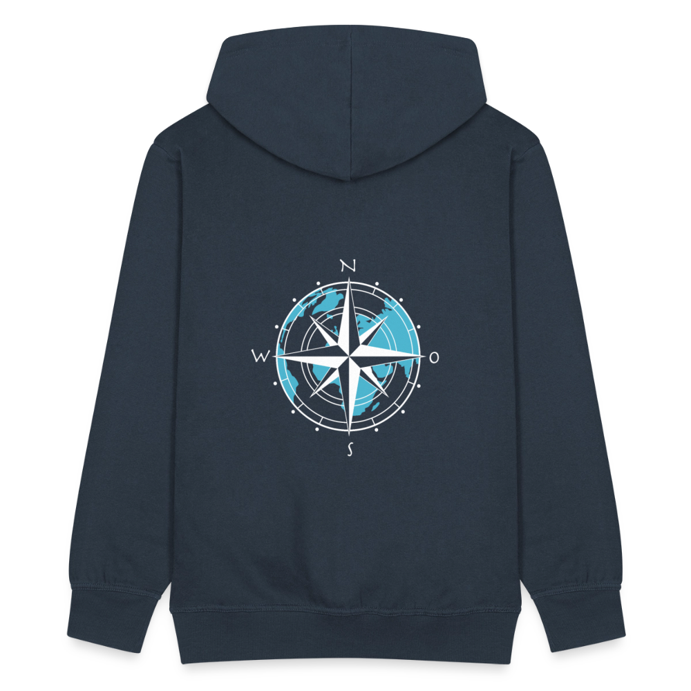 Herren Premium Kapuzenjacke - Kompass (weiss) - Navy