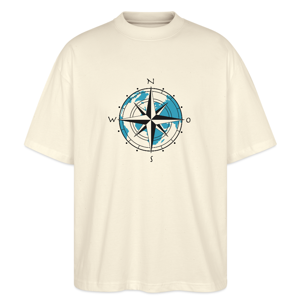 Unisex Oversize Bio-T-Shirt - Kompass - Weißgrau