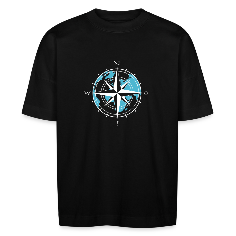 Unisex Oversize Bio-T-Shirt - Kompass (weiss) - Schwarz