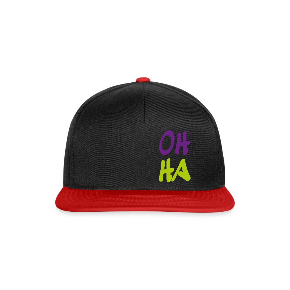 Snapback Cap - Oh ha - Schwarz/Rot