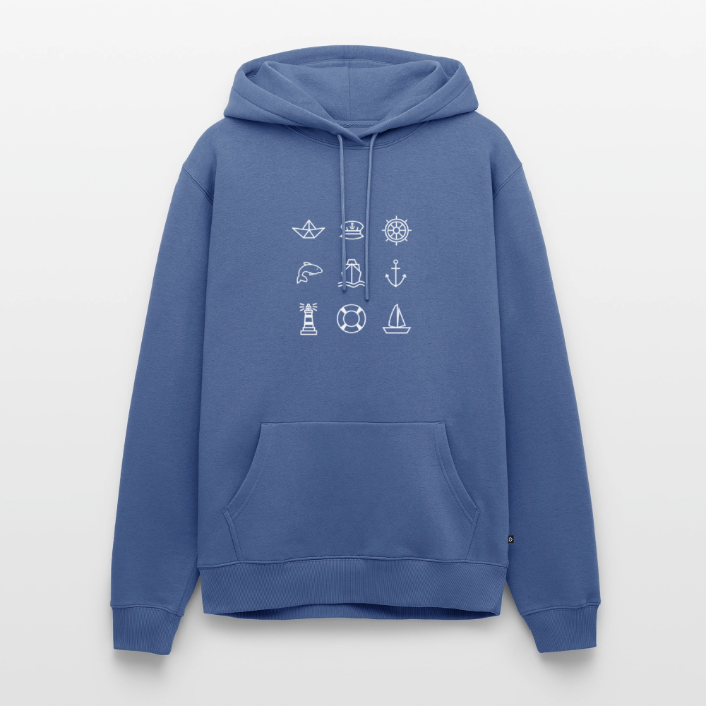Herren Premium Hoodie - Nautik Doodles (weiss) - Taubenblau