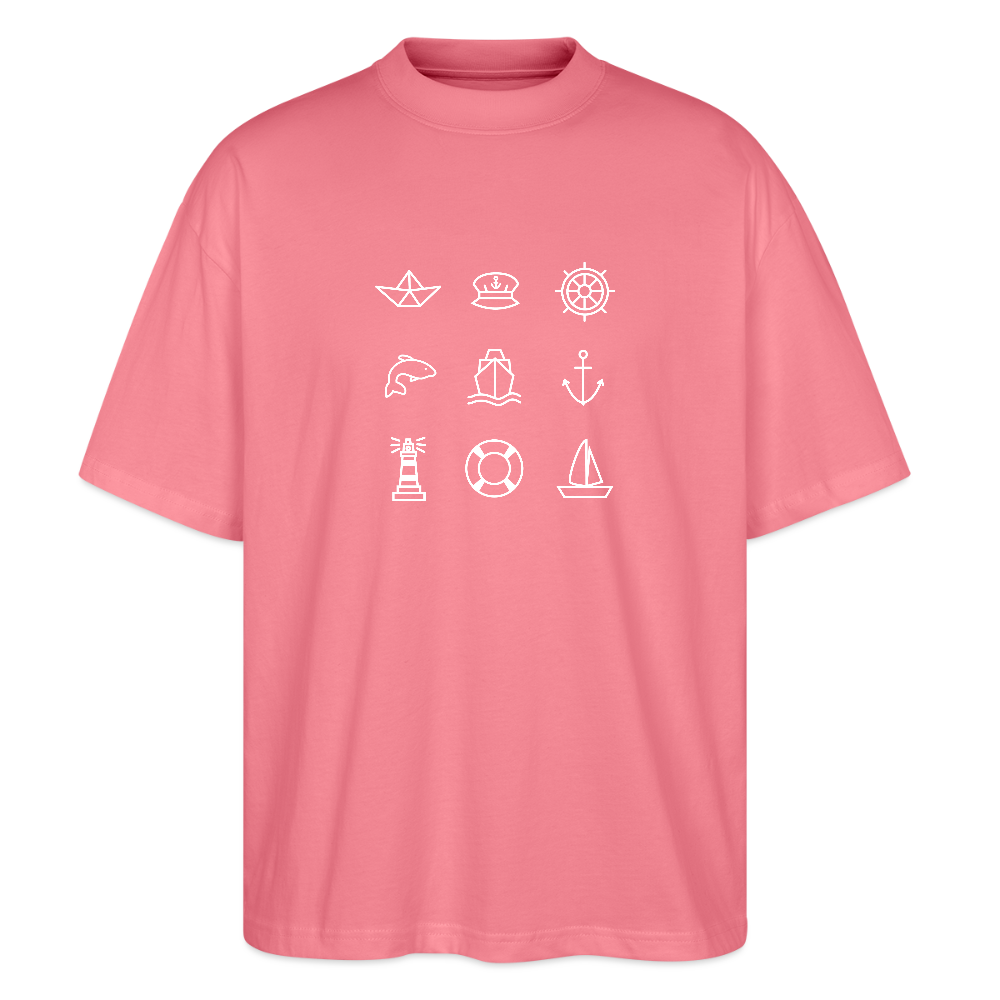 Unisex Oversize Bio-T-Shirt - Nautik Doodles (weiss) - Pink