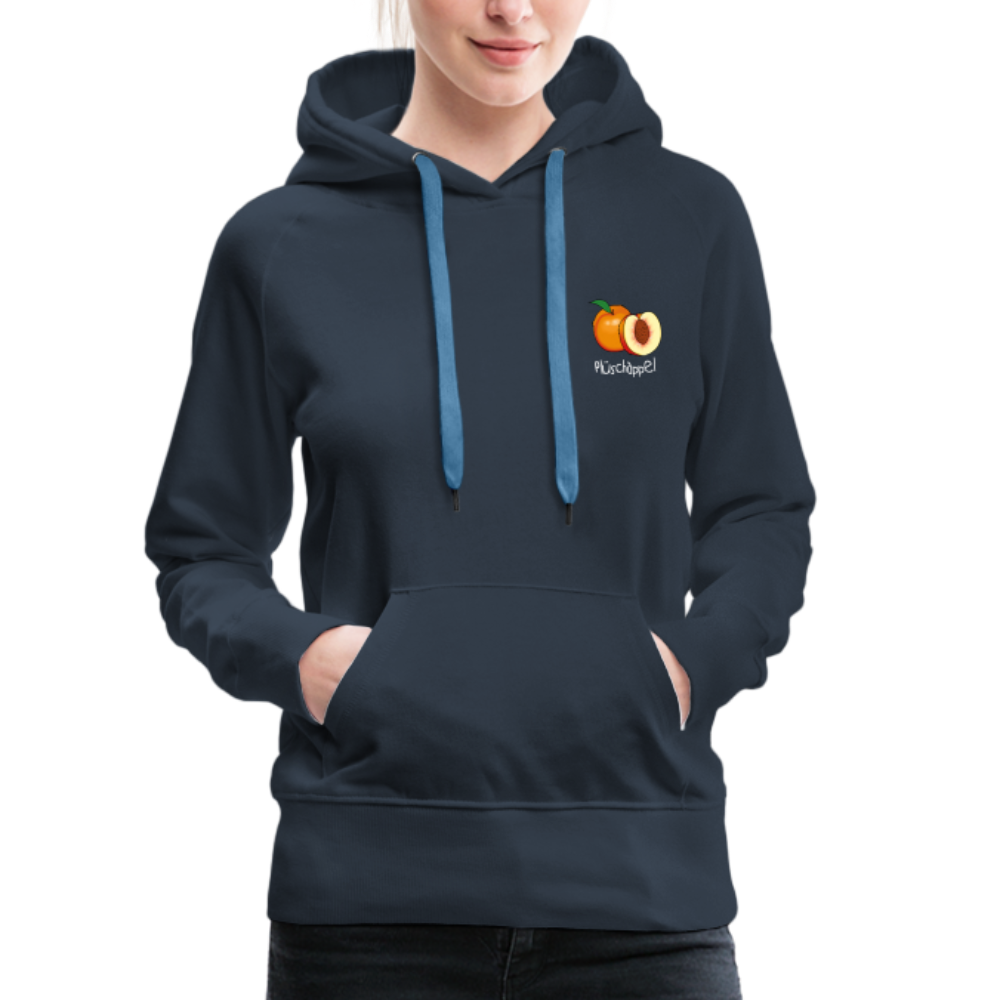 Frauen Premium Hoodie - Plüschappel weiß - Navy