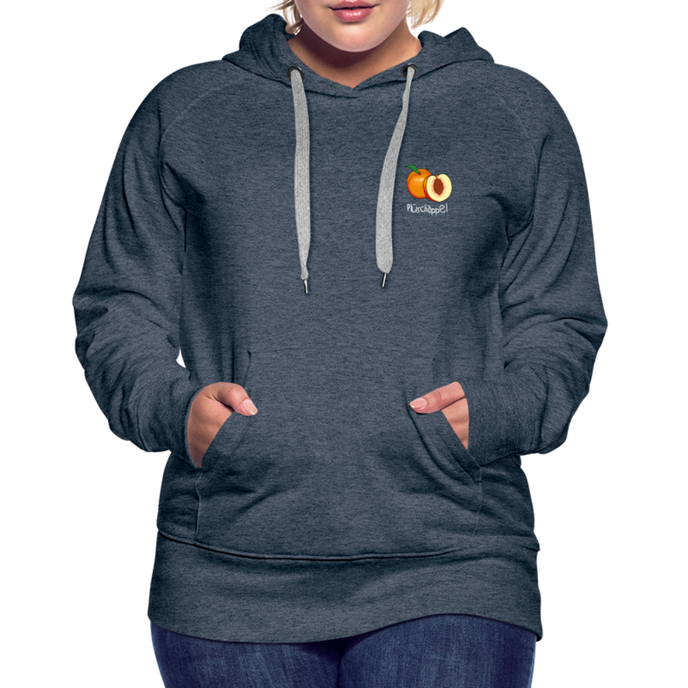 Frauen Premium Hoodie - Plüschappel weiß - Jeansblau