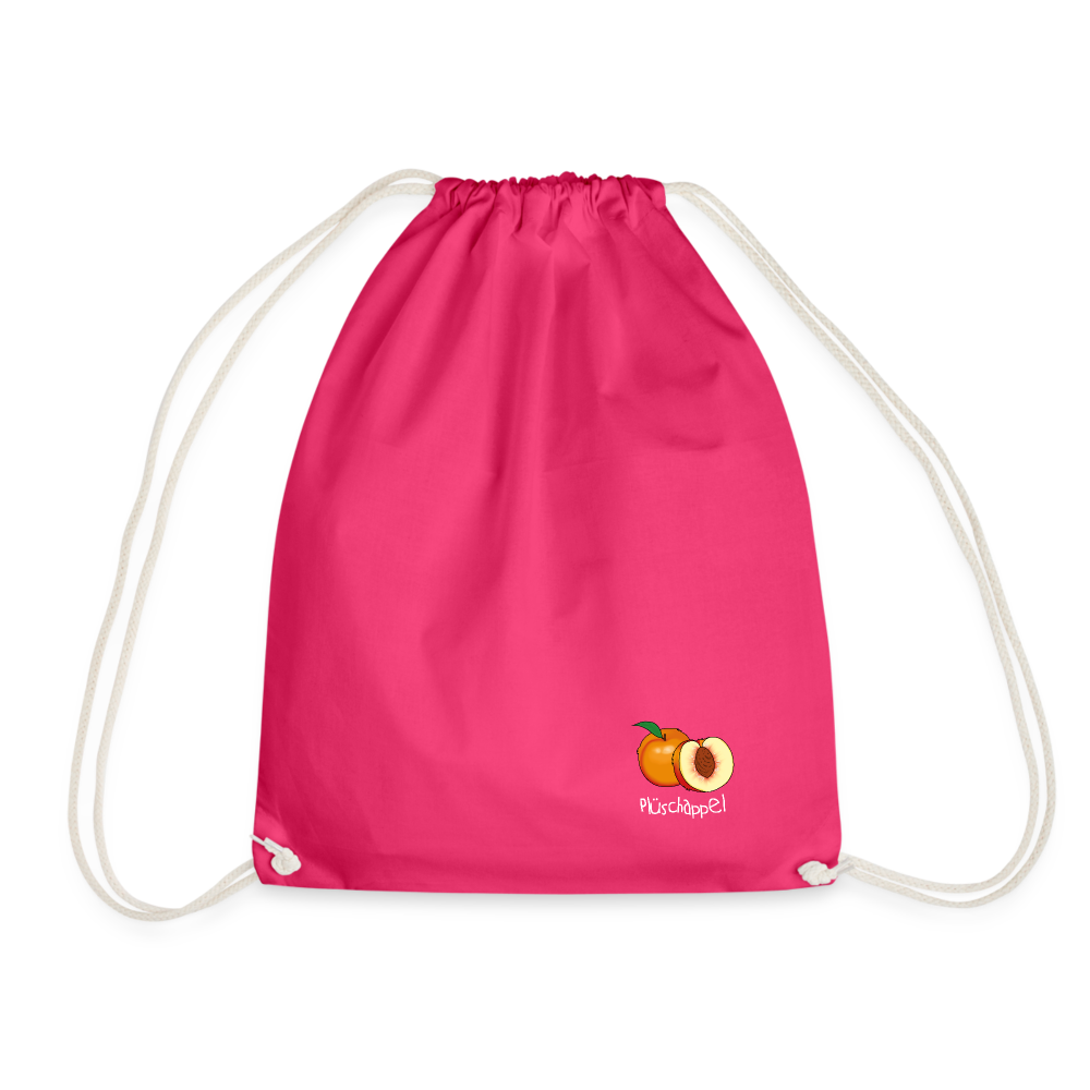 Turnbeutel - Plüschappel weiß - Fuchsia