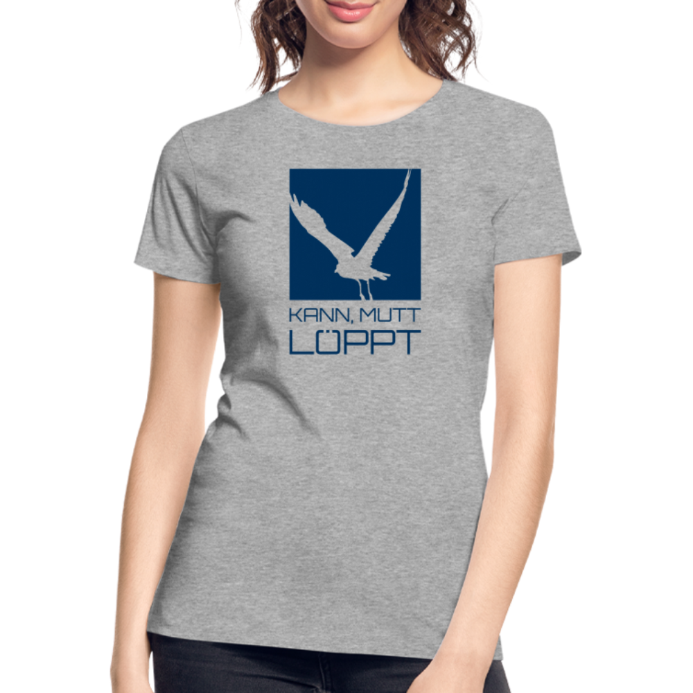 Frauen Premium Bio T-Shirt - Kann, mutt, löppt - Grau meliert