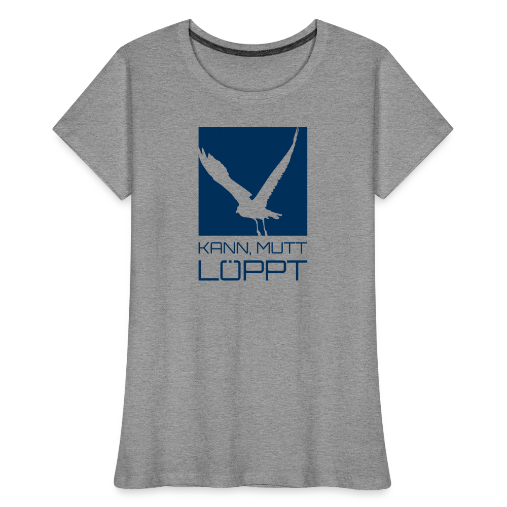 Frauen Premium Bio T-Shirt - Kann, mutt, löppt - Grau meliert