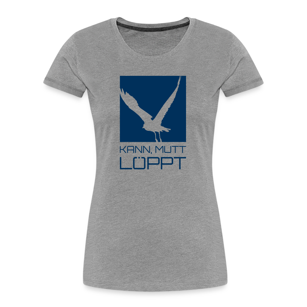 Frauen Premium Bio T-Shirt - Kann, mutt, löppt - Grau meliert