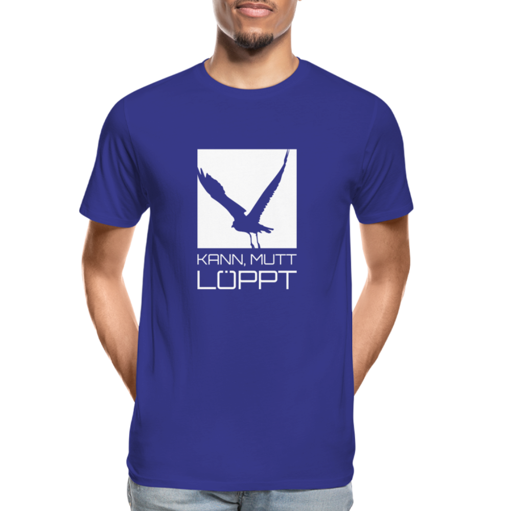 Männer Premium Bio T-Shirt - kann, mutt, löppt (weiss) - Königsblau