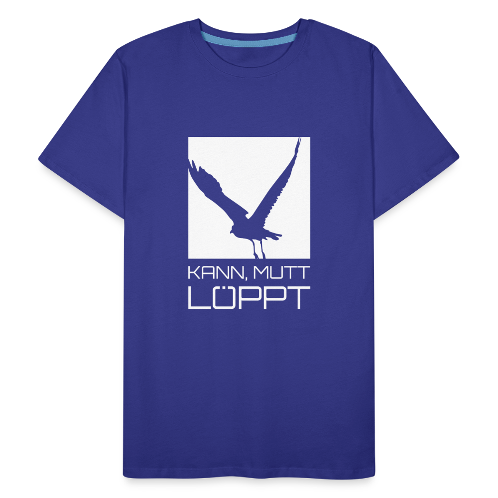 Männer Premium Bio T-Shirt - kann, mutt, löppt (weiss) - Königsblau