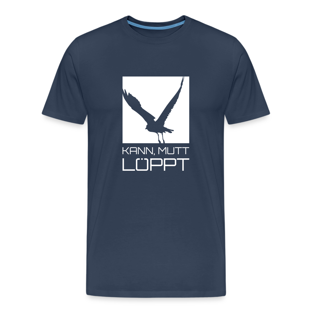 Männer Premium Bio T-Shirt - kann, mutt, löppt (weiss) - Navy