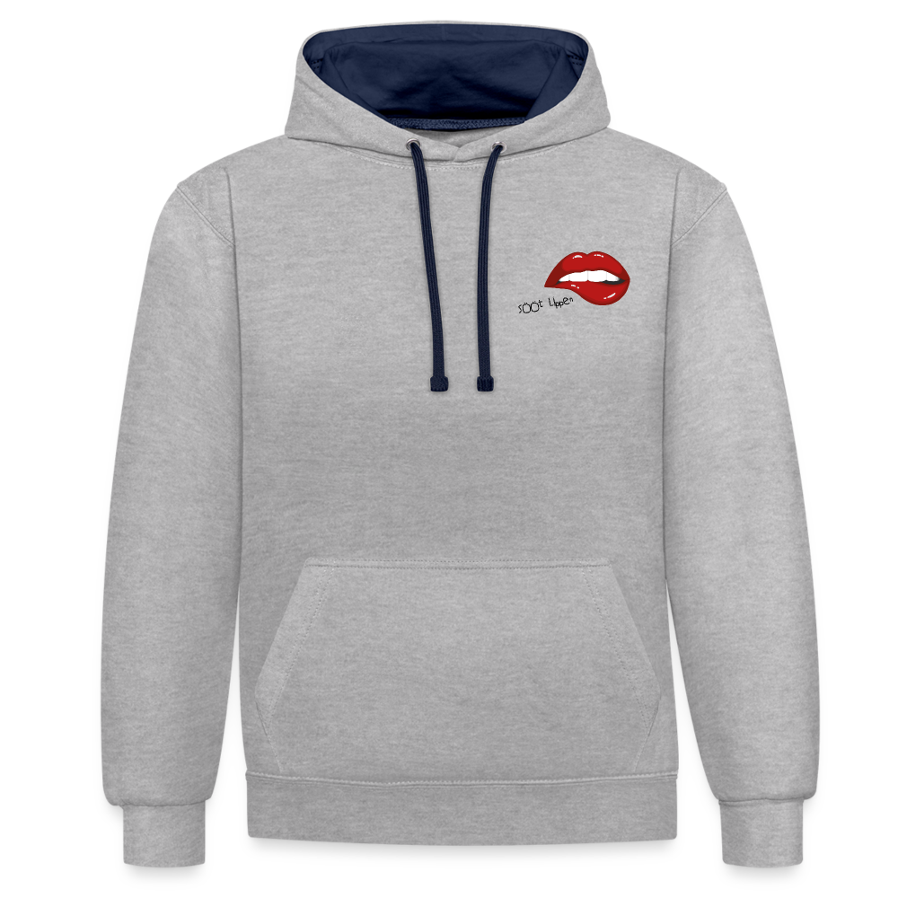 Kontrast-Hoodie - sööt Lippen - Grau meliert/Navy