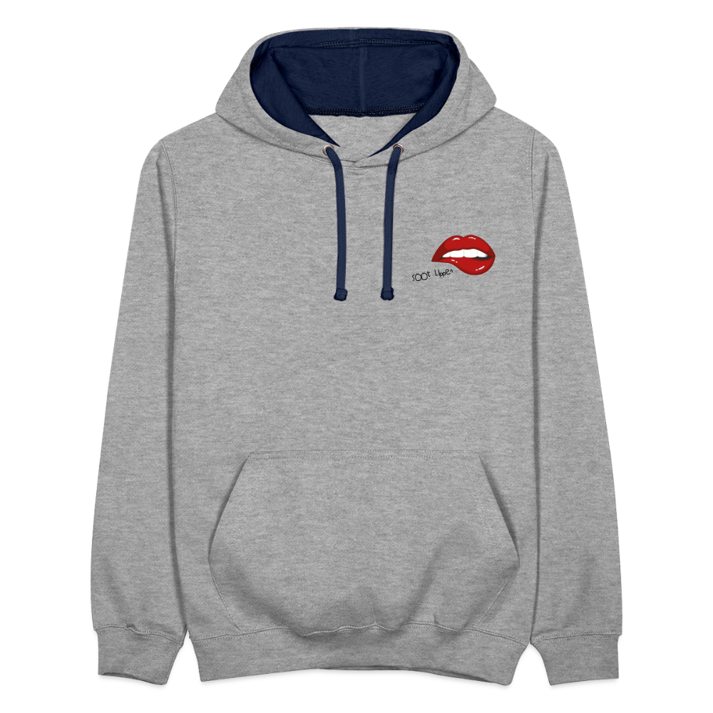 Kontrast-Hoodie - sööt Lippen - Grau meliert/Navy