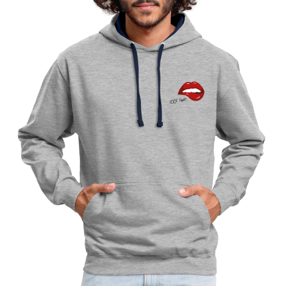 Kontrast-Hoodie - sööt Lippen - Grau meliert/Navy