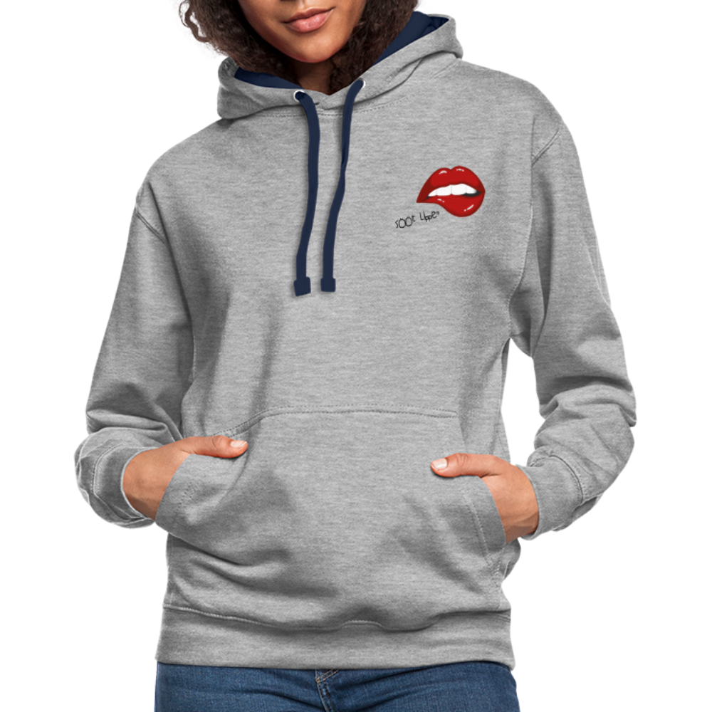 Kontrast-Hoodie - sööt Lippen - Grau meliert/Navy