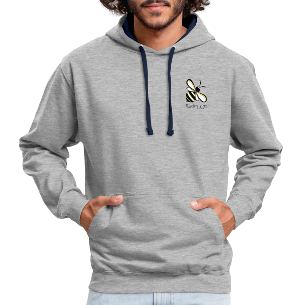 Kontrast-Hoodie - Plüschmoors - Grau meliert/Navy