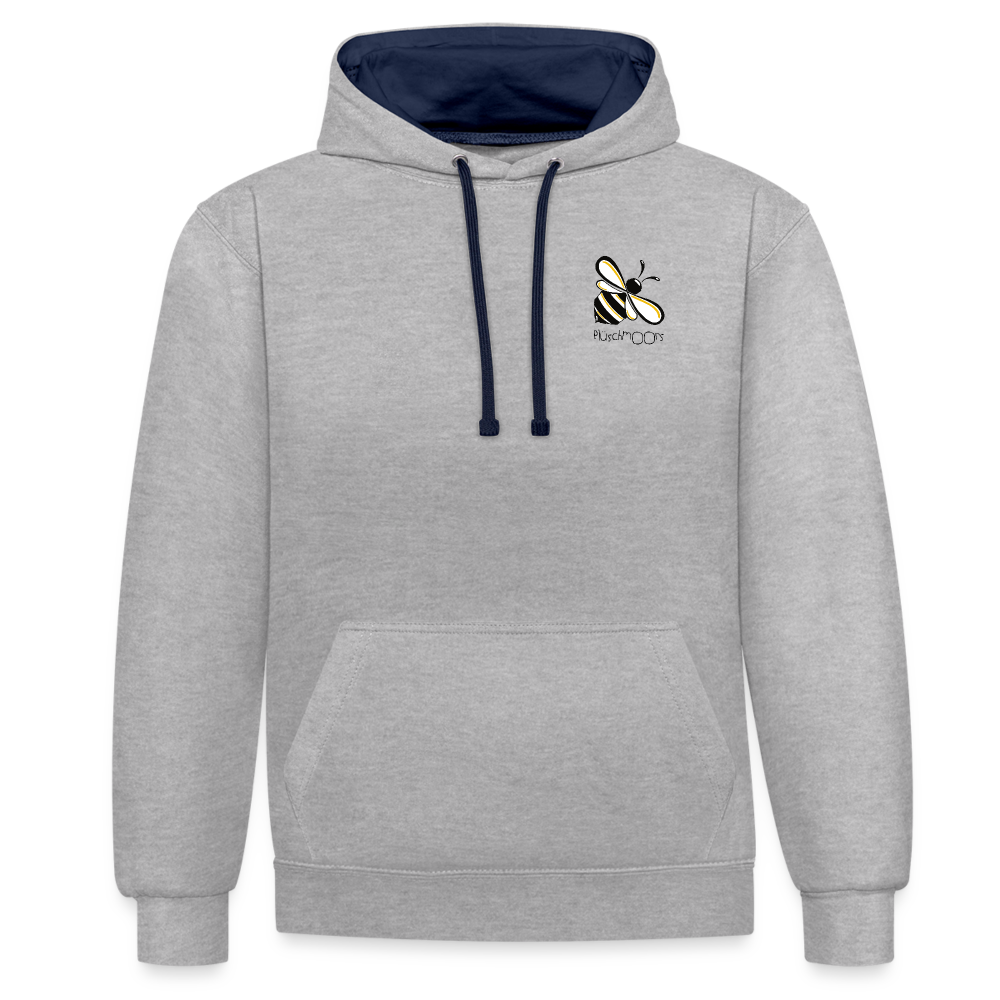 Kontrast-Hoodie - Plüschmoors - Grau meliert/Navy