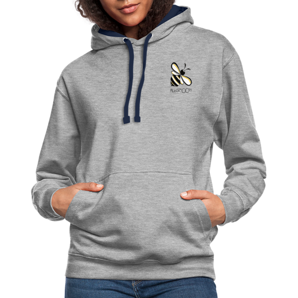Kontrast-Hoodie - Plüschmoors - Grau meliert/Navy