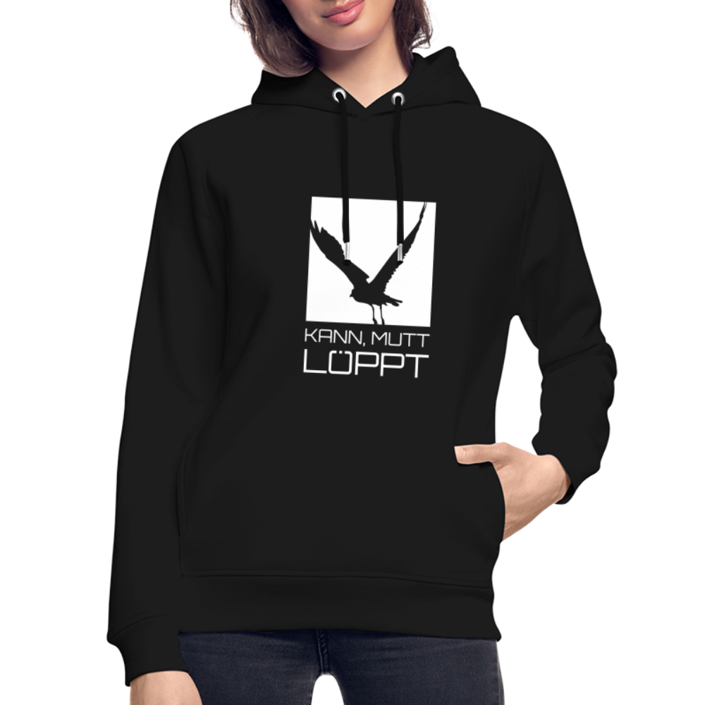 Unisex Bio-Hoodie - kann, mutt, löppt (weiss) - Schwarz