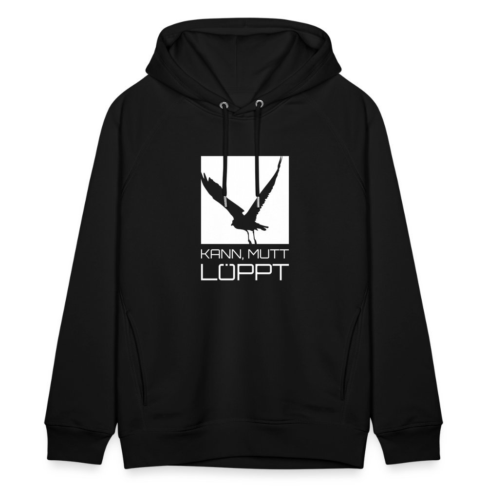 Unisex Bio-Hoodie - kann, mutt, löppt (weiss) - Schwarz