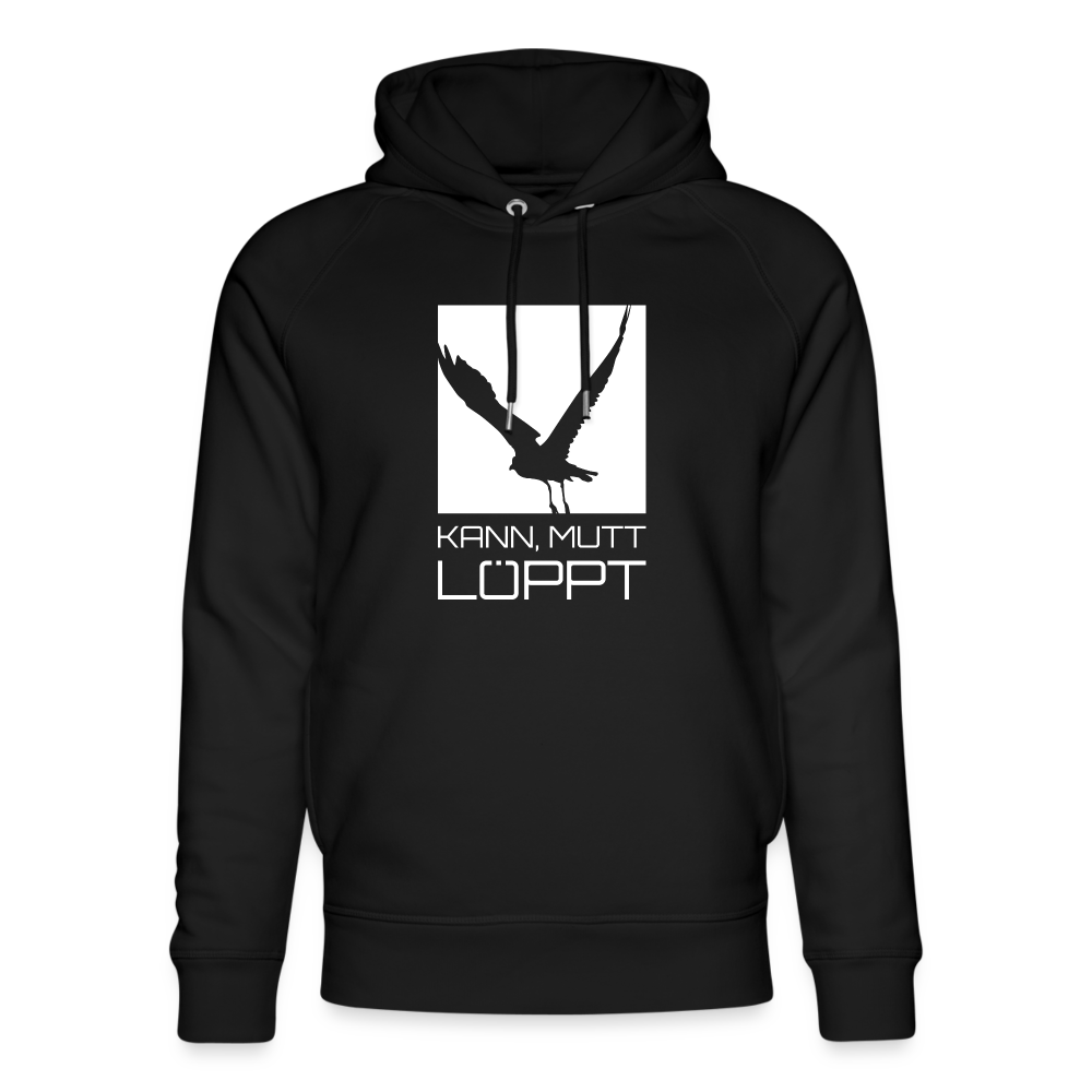 Unisex Bio-Hoodie - kann, mutt, löppt (weiss) - Schwarz