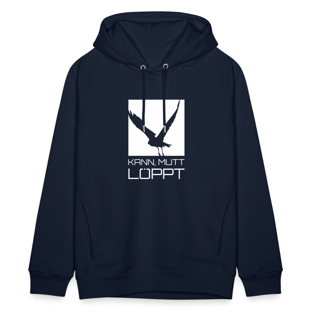Unisex Bio-Hoodie - kann, mutt, löppt (weiss) - Navy