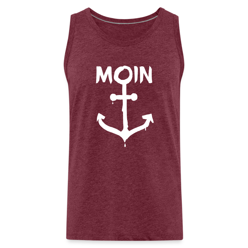 Männer Premium Tank Top - Moin Anker (weiss) - Bordeauxrot meliert