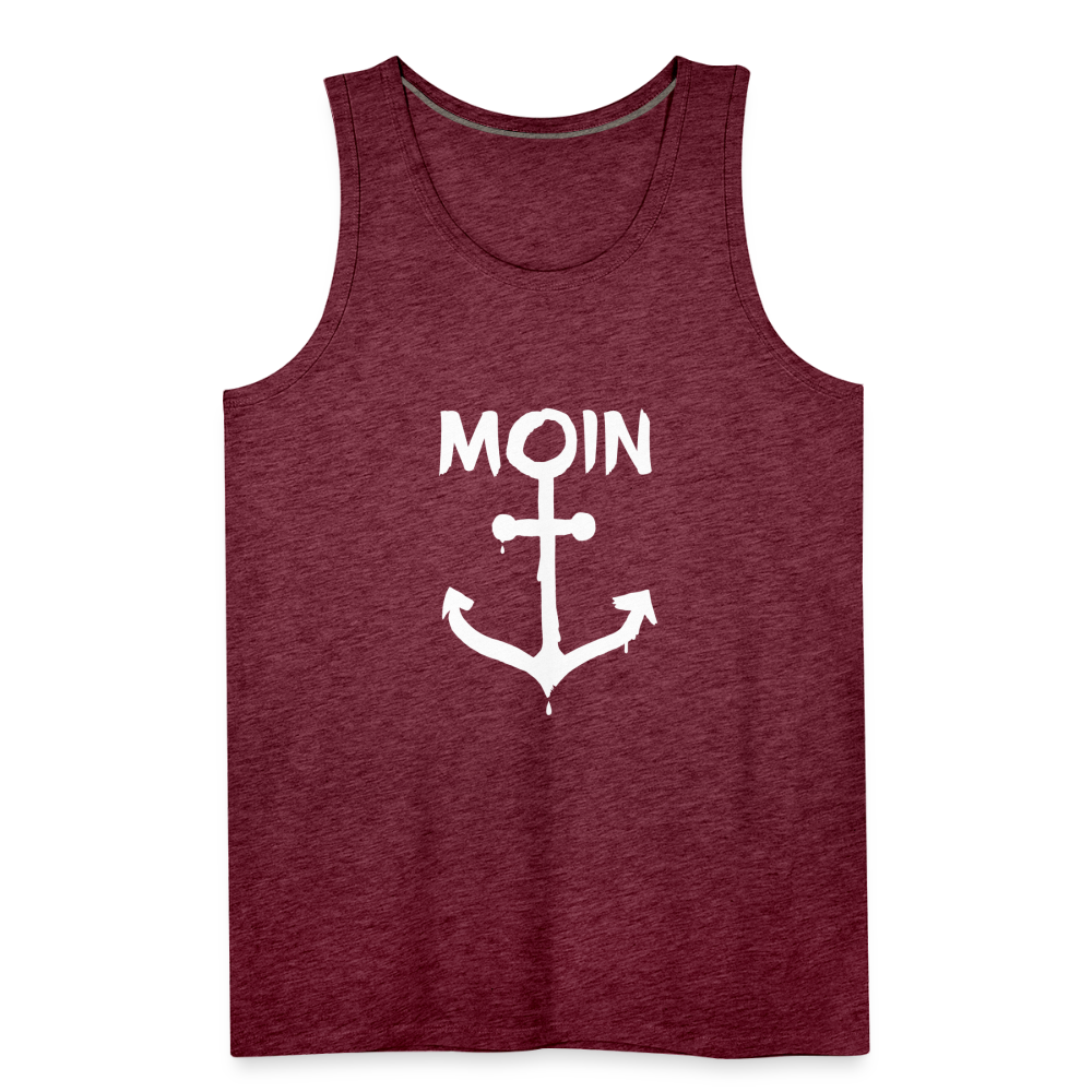 Männer Premium Tank Top - Moin Anker (weiss) - Bordeauxrot meliert
