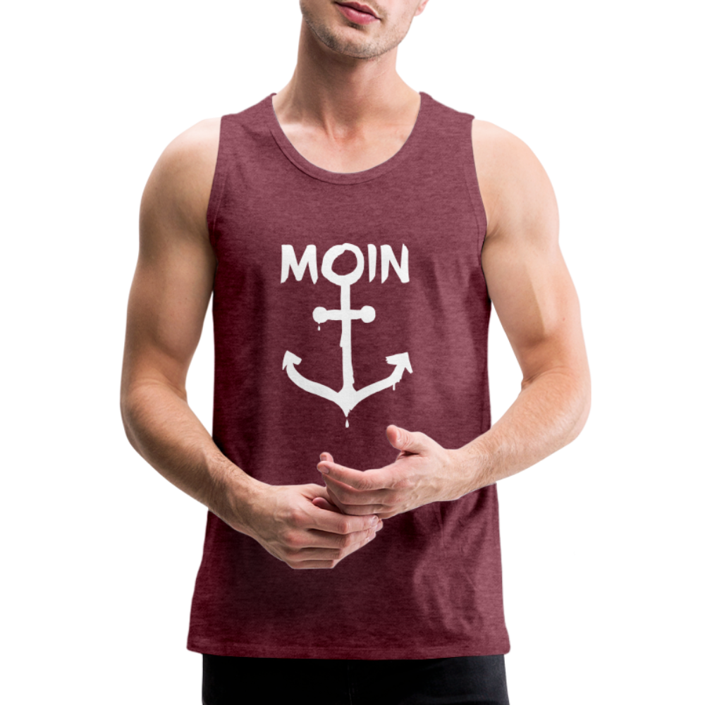 Männer Premium Tank Top - Moin Anker (weiss) - Bordeauxrot meliert