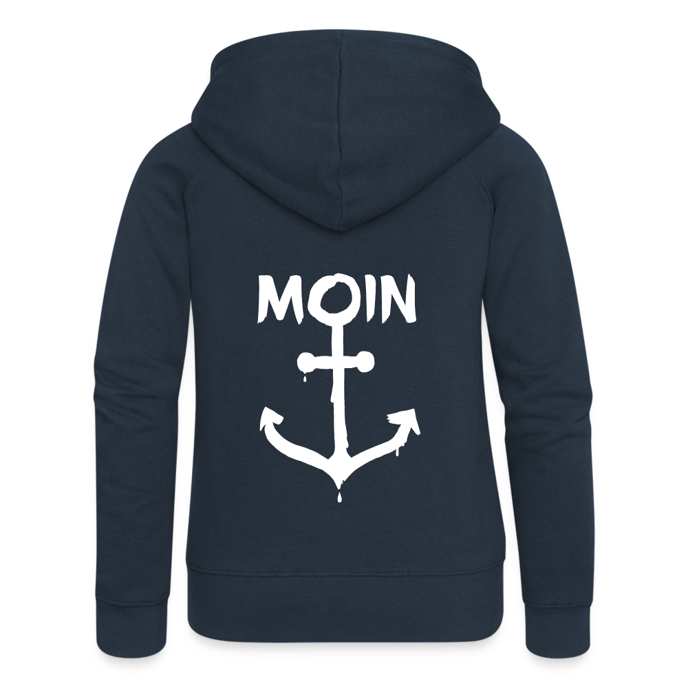 Frauen Premium Kapuzenjacke - Moin Anker (weiss) - Navy