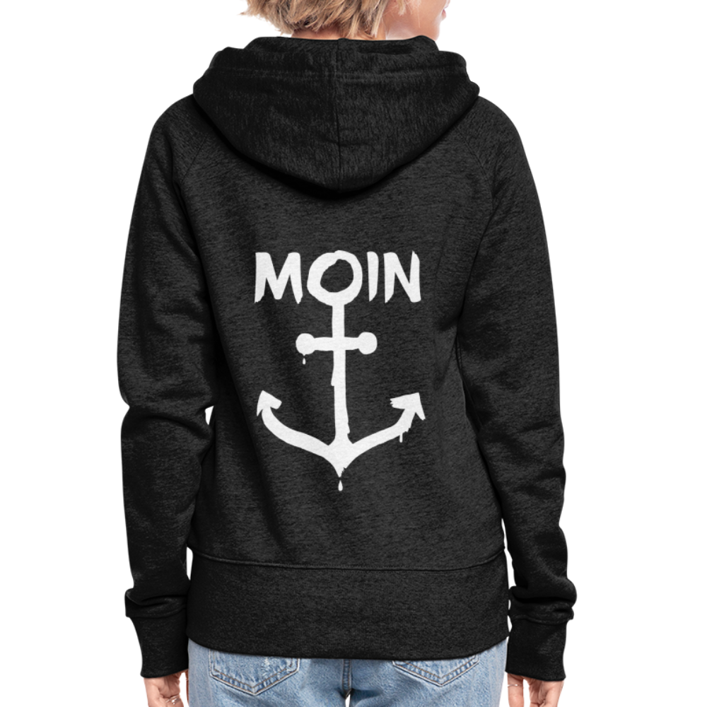 Frauen Premium Kapuzenjacke - Moin Anker (weiss) - Anthrazit