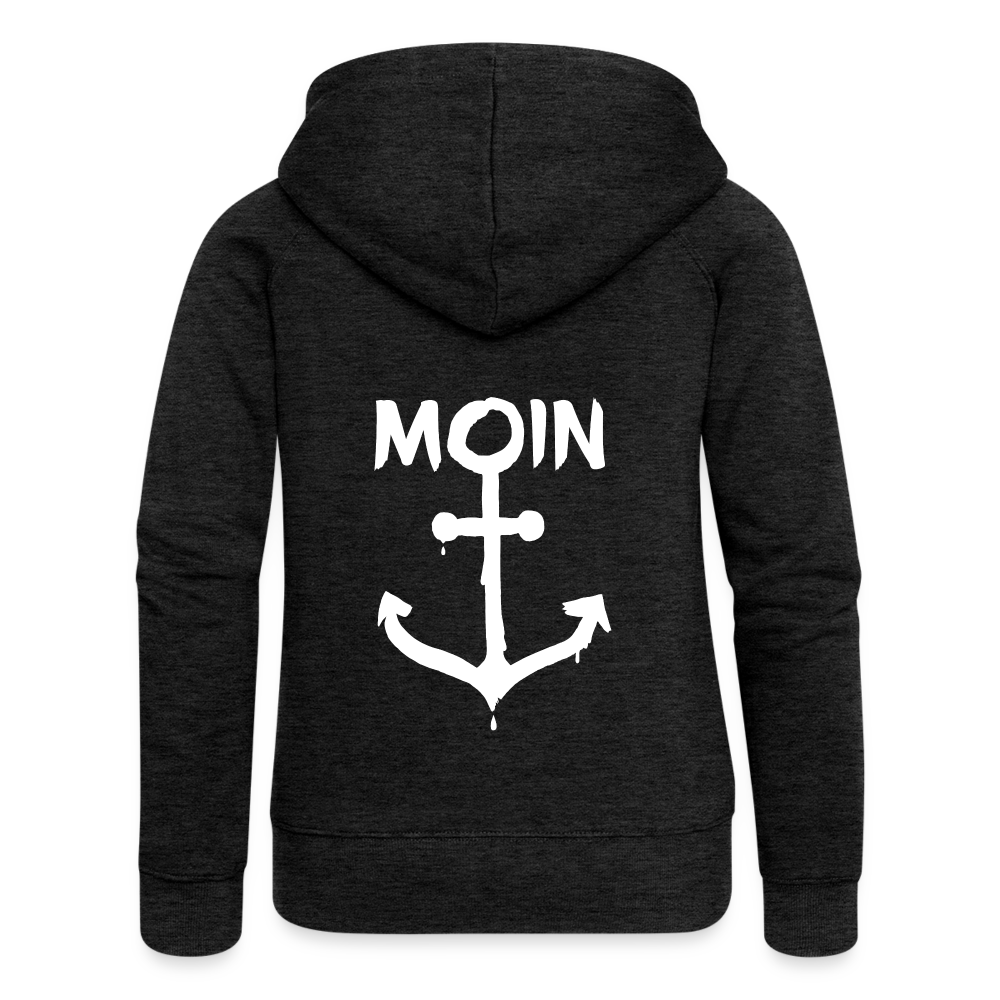 Frauen Premium Kapuzenjacke - Moin Anker (weiss) - Anthrazit