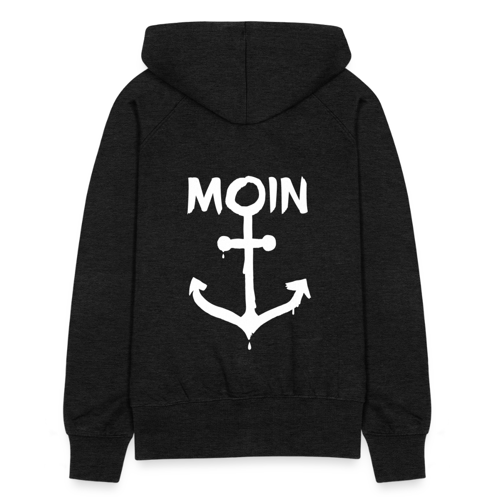Frauen Premium Kapuzenjacke - Moin Anker (weiss) - Anthrazit