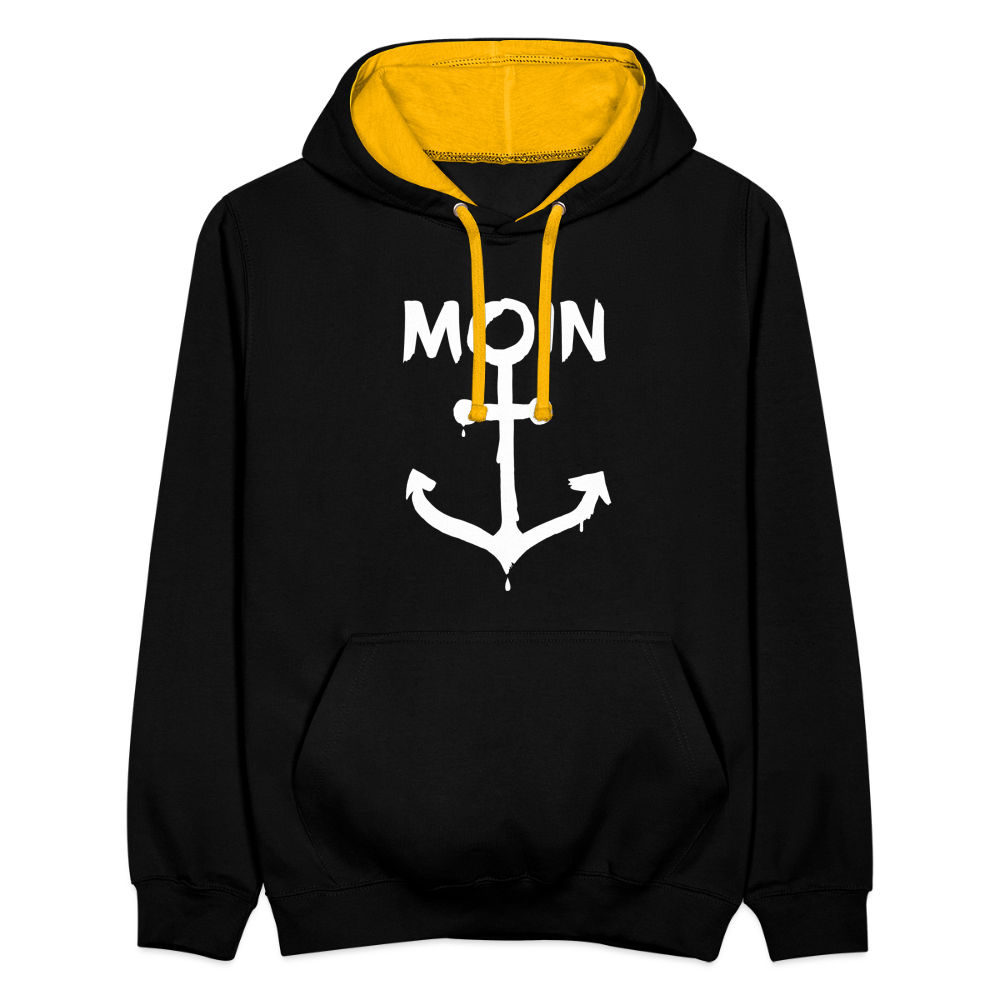 Unisex Kontrast-Hoodie - Moin Anker (weiss) - Schwarz/Gold