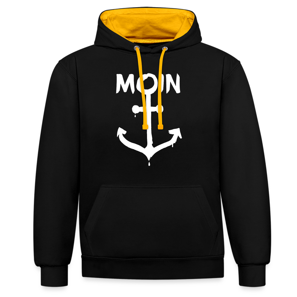 Unisex Kontrast-Hoodie - Moin Anker (weiss) - Schwarz/Gold