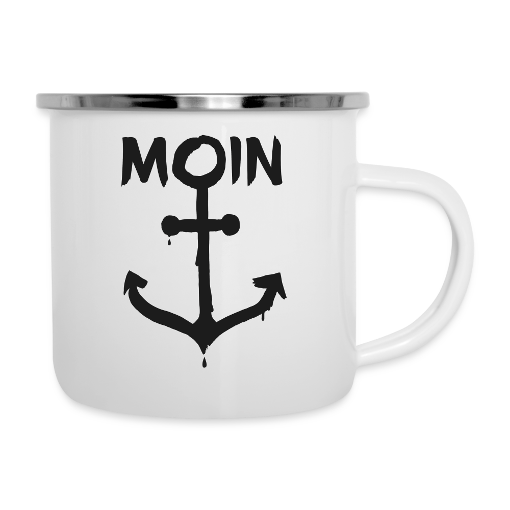 Emaille-Tasse - Moin Anker - weiß