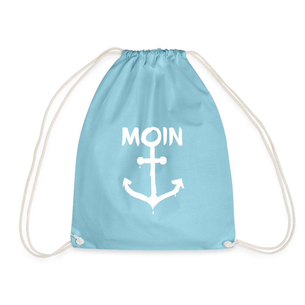 Turnbeutel - Moin Anker (weiss) - Aqua