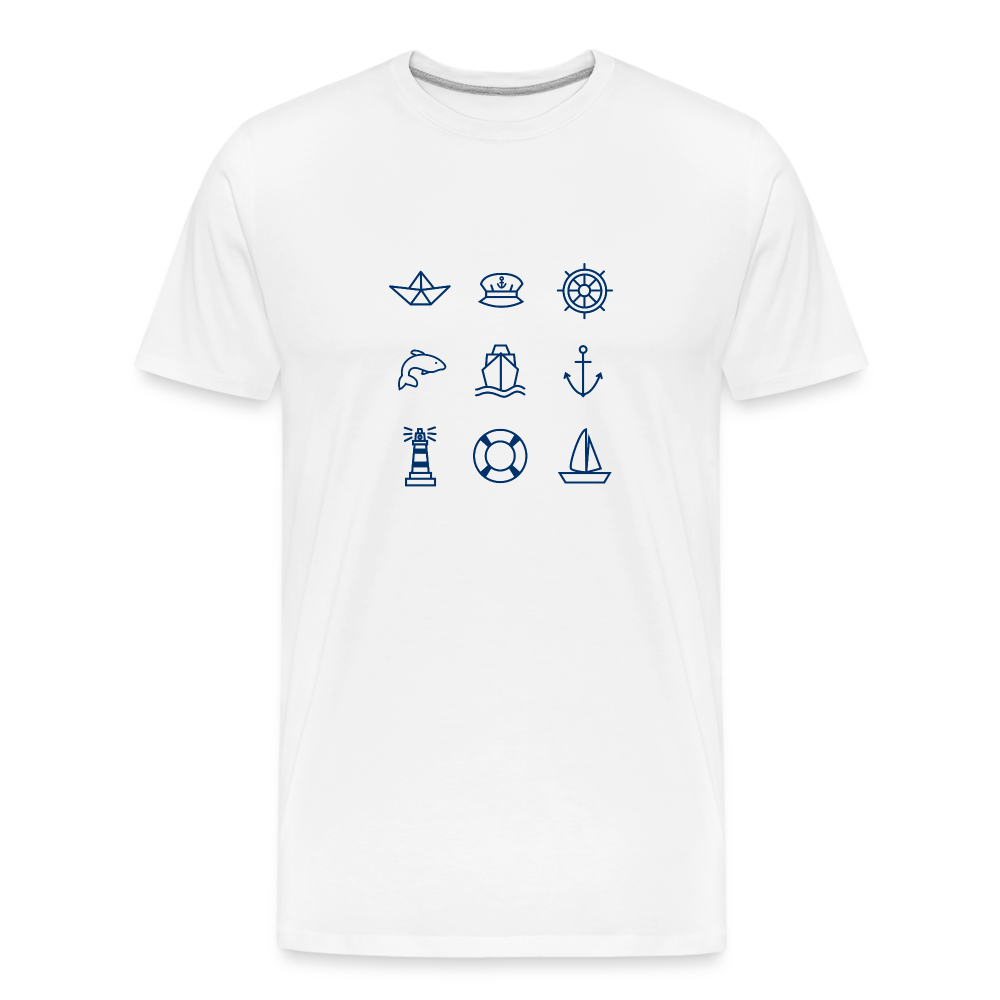 Männer Premium Bio T-Shirt - Nautik Doodles - weiß