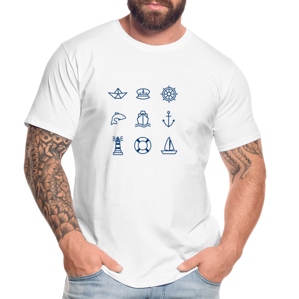Männer Premium Bio T-Shirt - Nautik Doodles - weiß