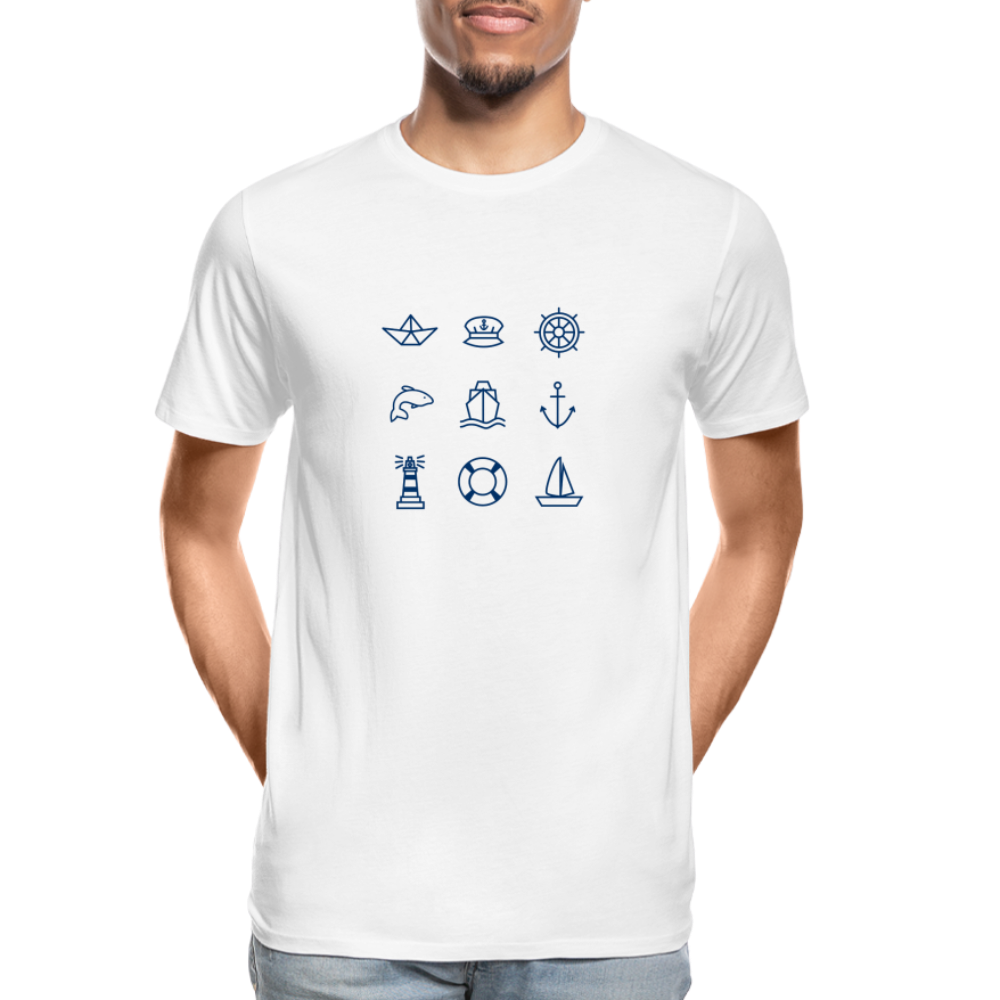 Männer Premium Bio T-Shirt - Nautik Doodles - weiß